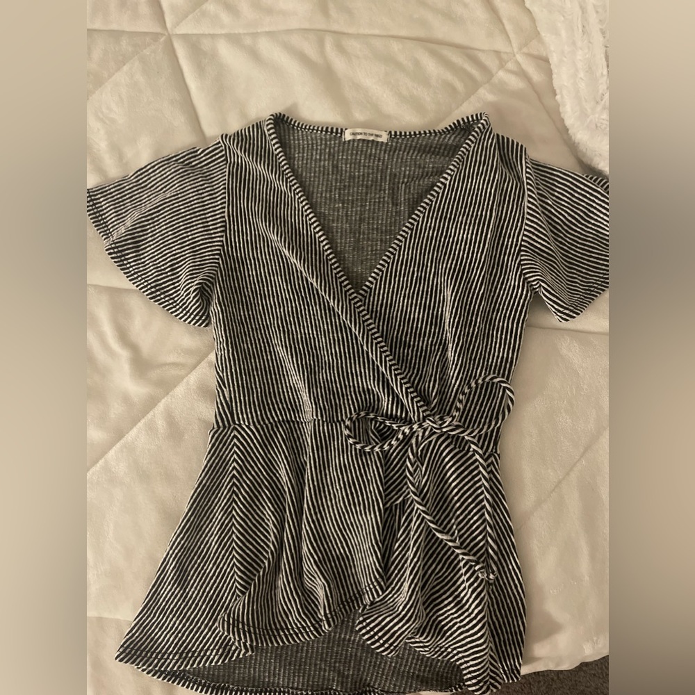 Black and white striped top